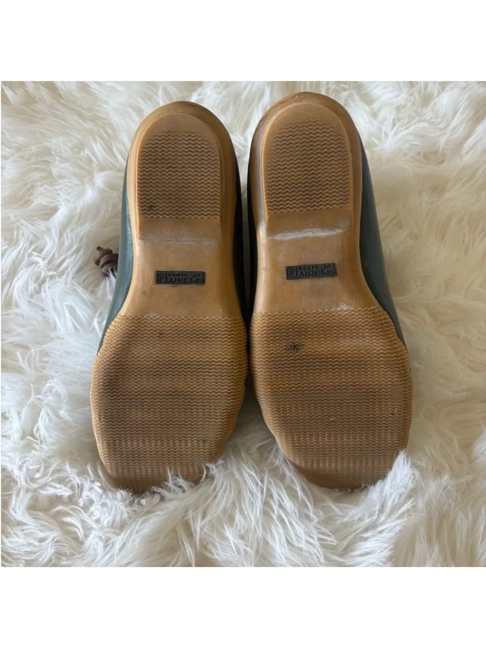 Sperry Green & Brown Duck Boots  Size 8